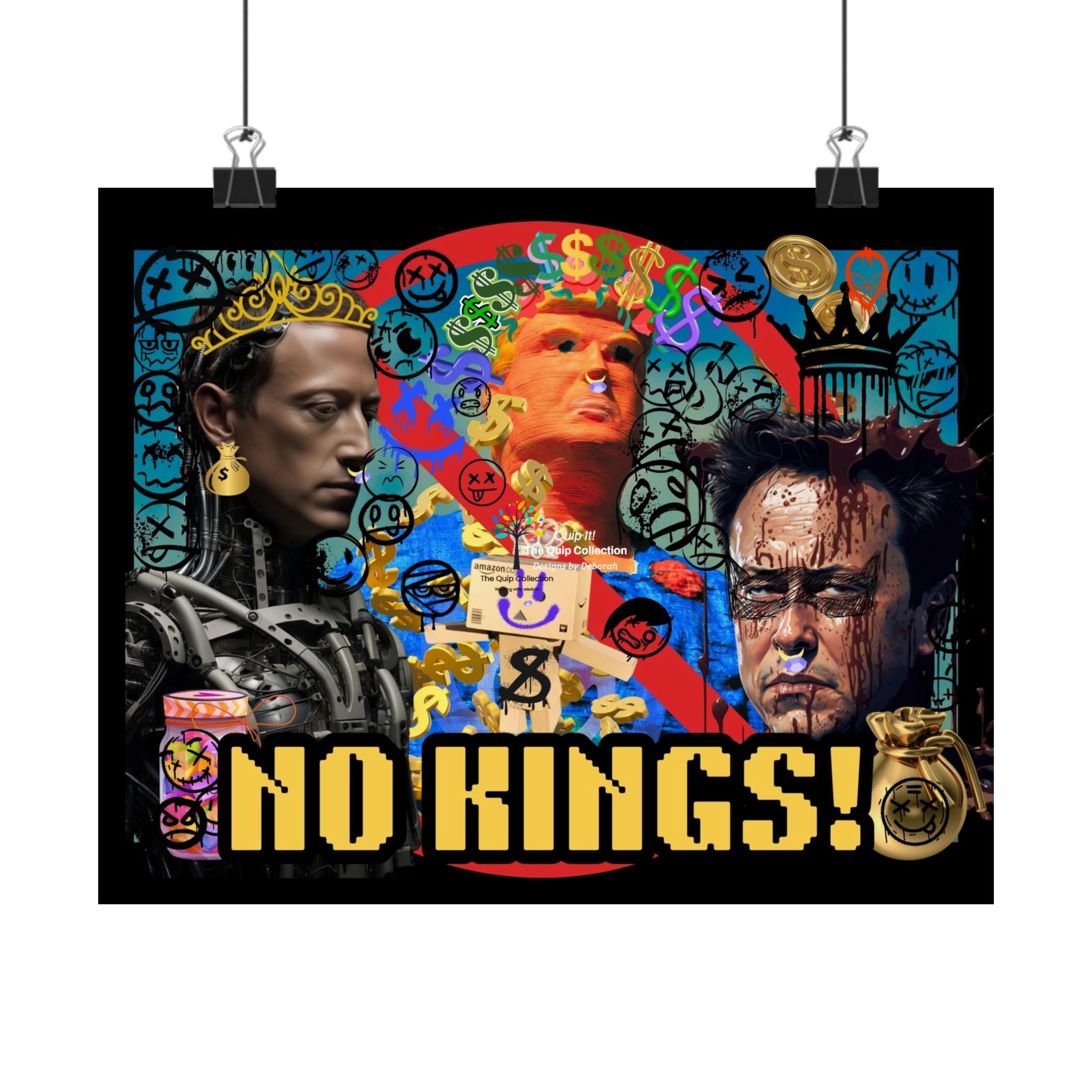 No Kings! Horizontal Poster – Featuring Trump, Musk, Zuckerberg